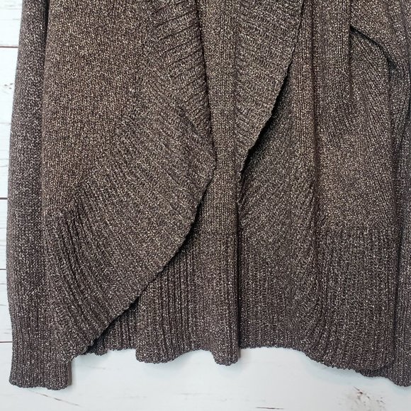 Chico's Brown Shimmer Waterfall Front Cardigan Sweater - Picture 5 of 9